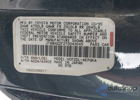 1996 Lexus Ls 400 from USA, damaged, VIN JT8BH22F2T0043045